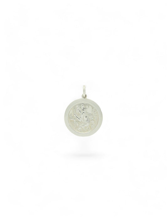 Circular St Christopher Pendant in Silver