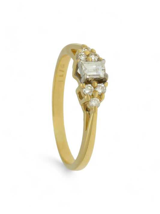 Pre Owned Diamond Emerald Cut Solitaire Ring in 18ct Yellow Gold