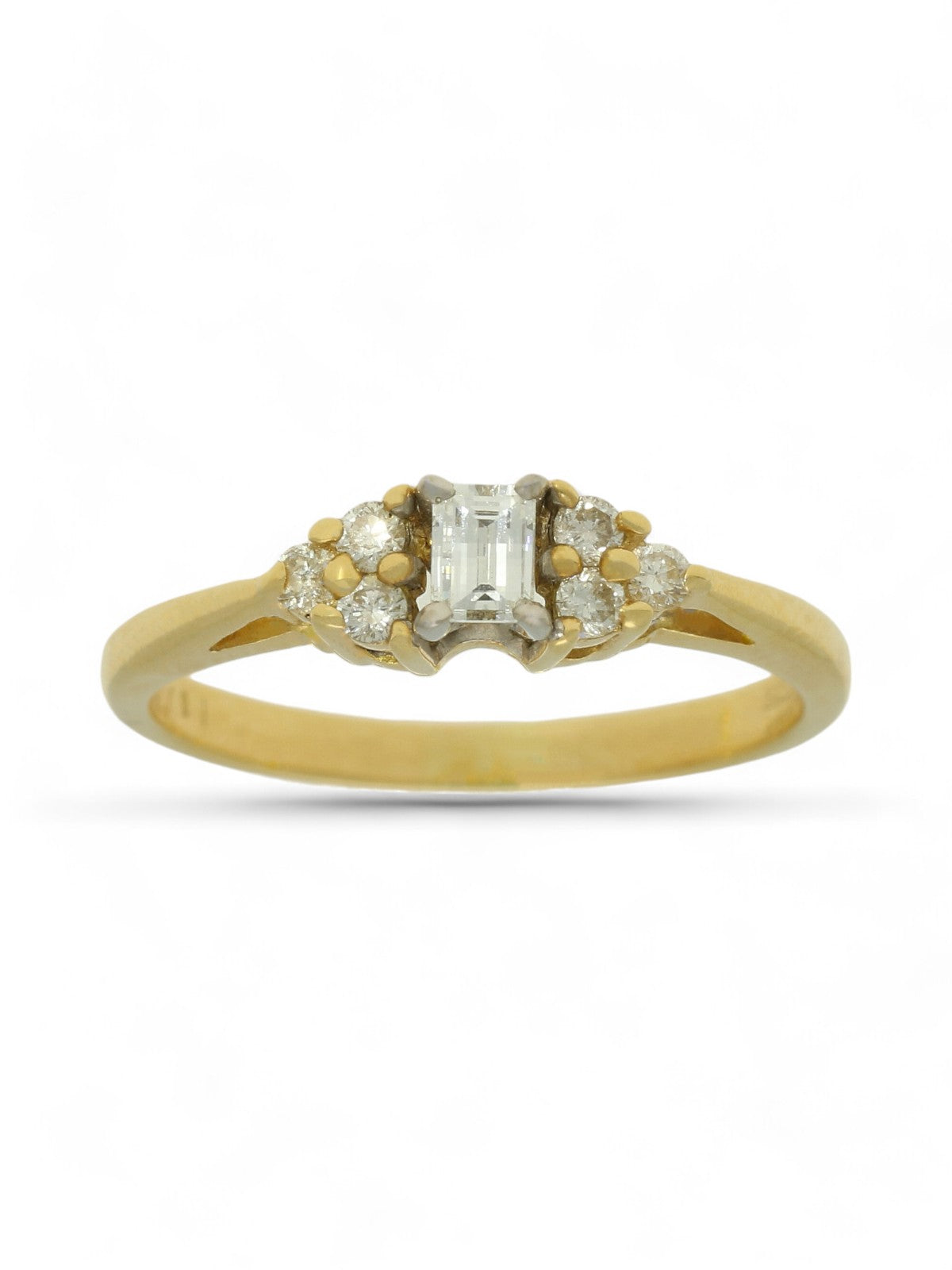 Pre Owned Diamond Emerald Cut Solitaire Ring in 18ct Yellow Gold