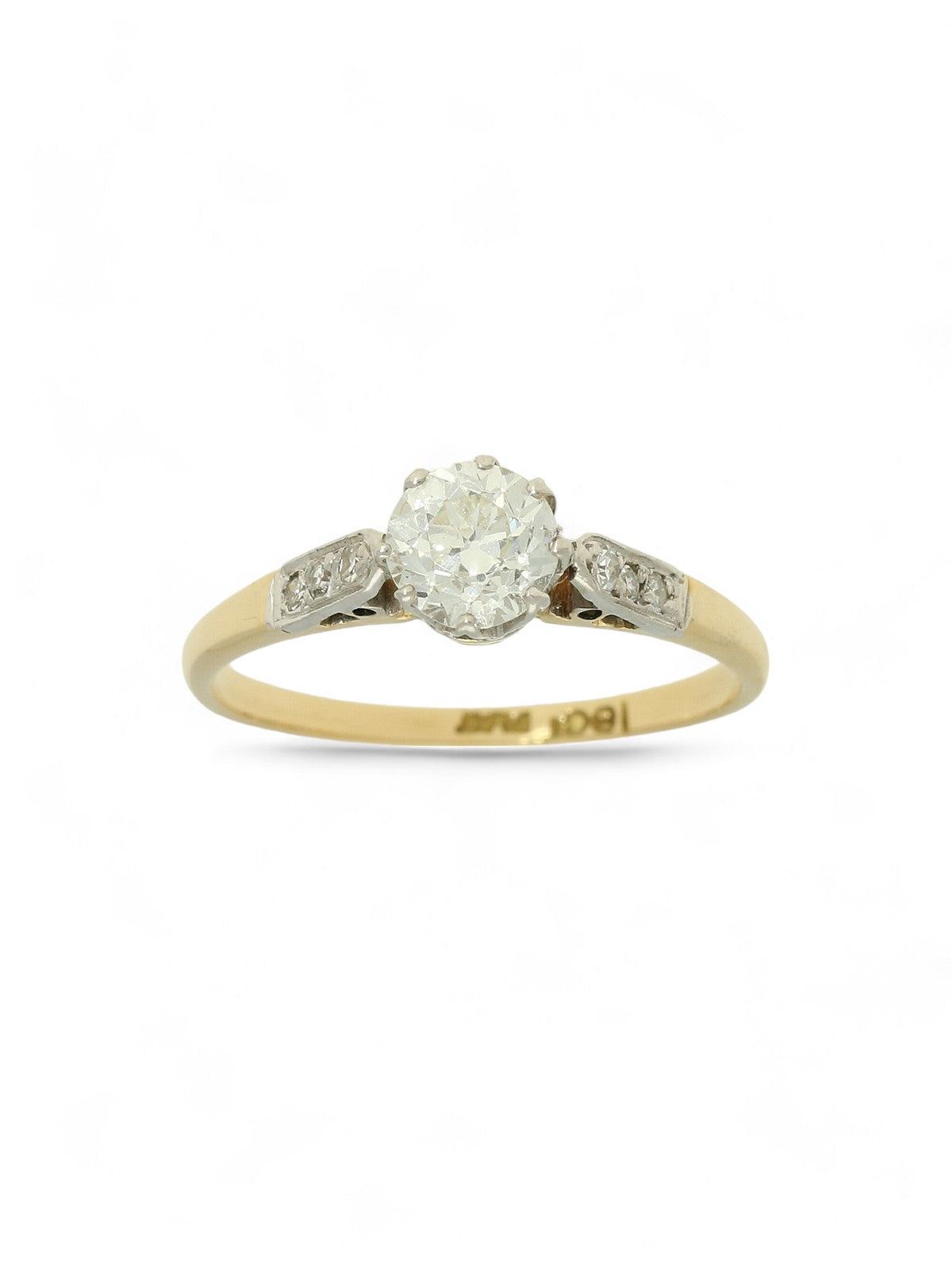 Pre Owned Diamond Solitaire Ring in 18ct Yellow Gold and Platinum