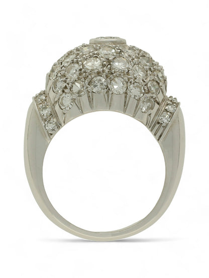 Pre Owned Diamond Set Dome Cluster Dress Ring in Non-Hallmarked White Metal