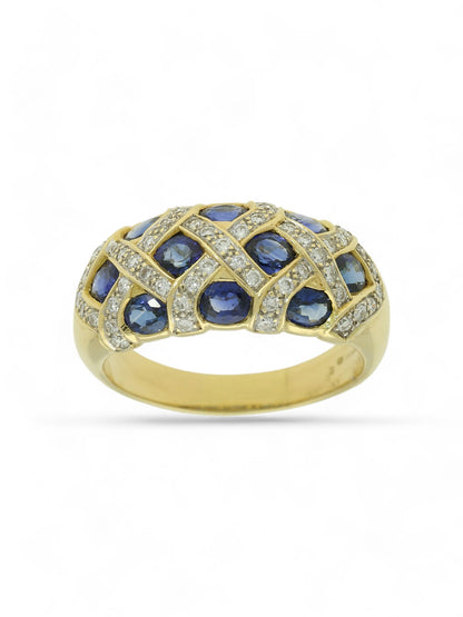 Pre Owned Sapphire & Diamond Ring in 18ct Yellow Gold