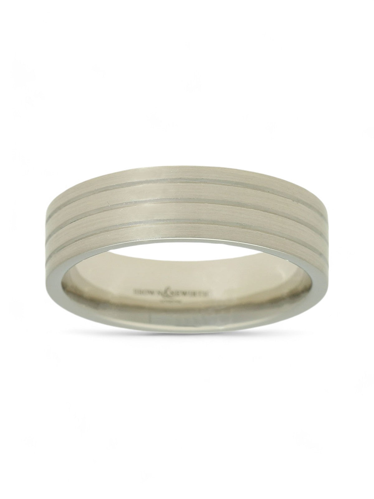 Pre Owned Brown & Newirth Lined Wedding Ring in Platinum