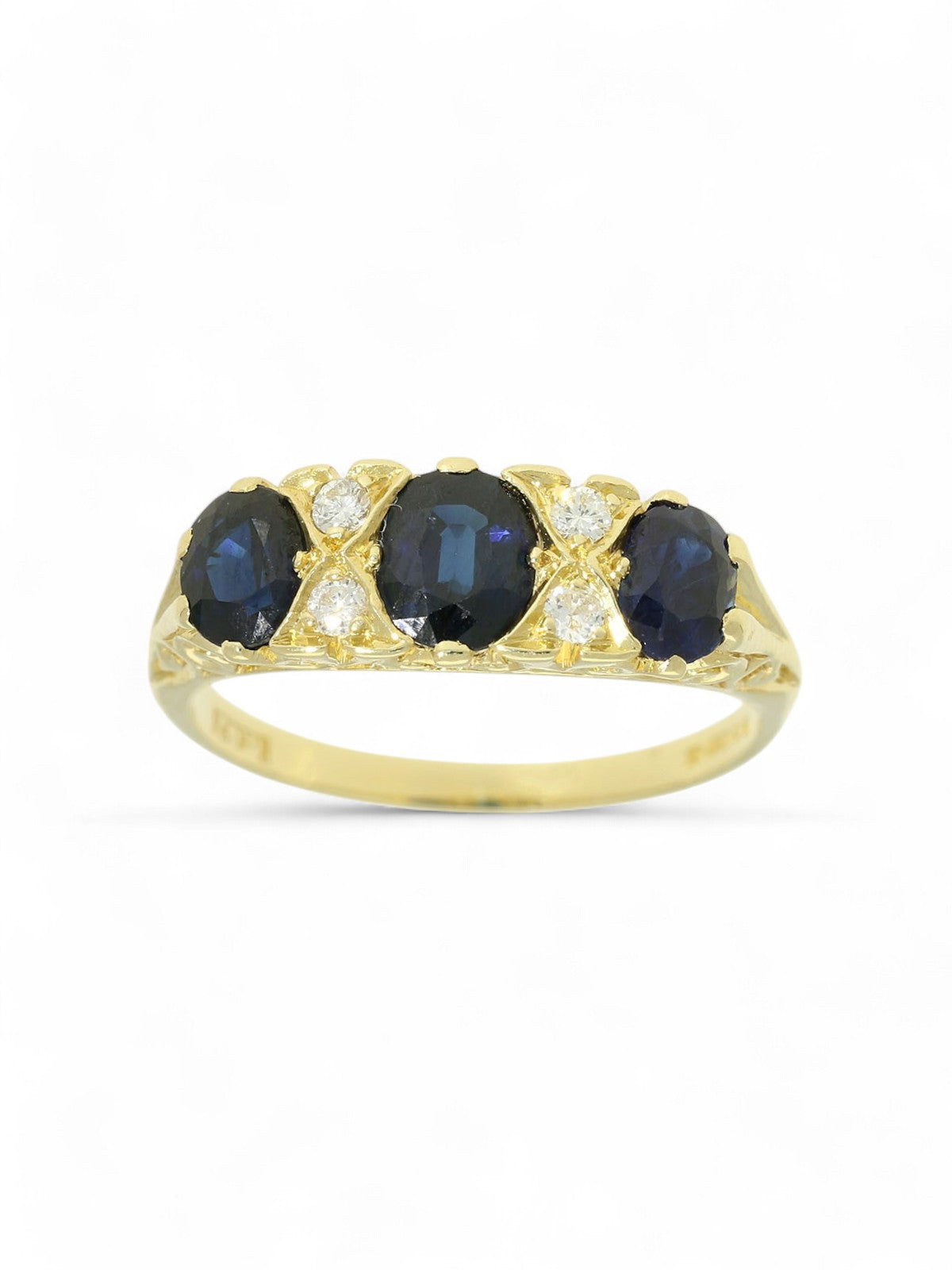 Pre Owned Sapphire & Diamond Dress Ring in 18ct Yellow Gold