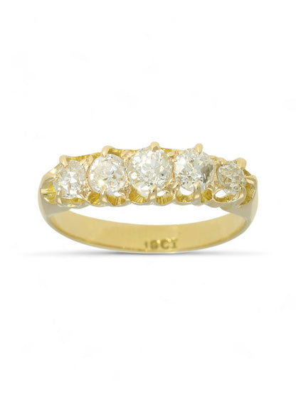 Pre Owned Diamond Five Stone Ring in 18ct Yellow Gold