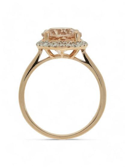 Pre Owned Morganite & Diamond Cluster Ring in 14ct Rose Gold
