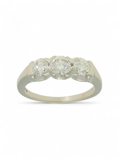 Pre Owned Diamond Round Brilliant Three Stone Ring in Platinum