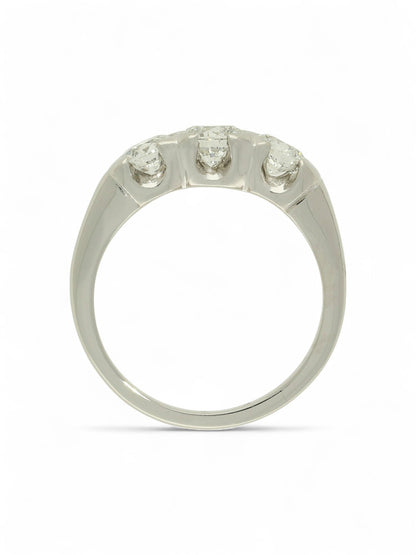Pre Owned Diamond Round Brilliant Three Stone Ring in Platinum