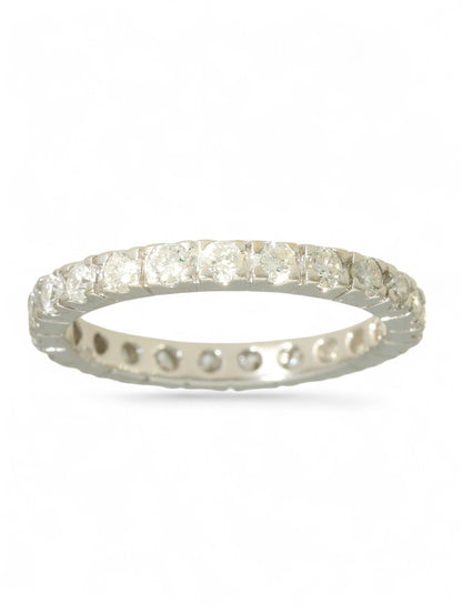 18ct white gold diamond-set full eternity ring on a white background.