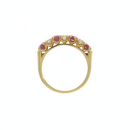 Pre-Owned Ruby & Diamond Half Eternity Ring in 18ct Yellow Gold