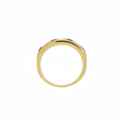 Pre-Owned Ruby and Diamond Half Eternity Ring in 18ct Yellow Gold