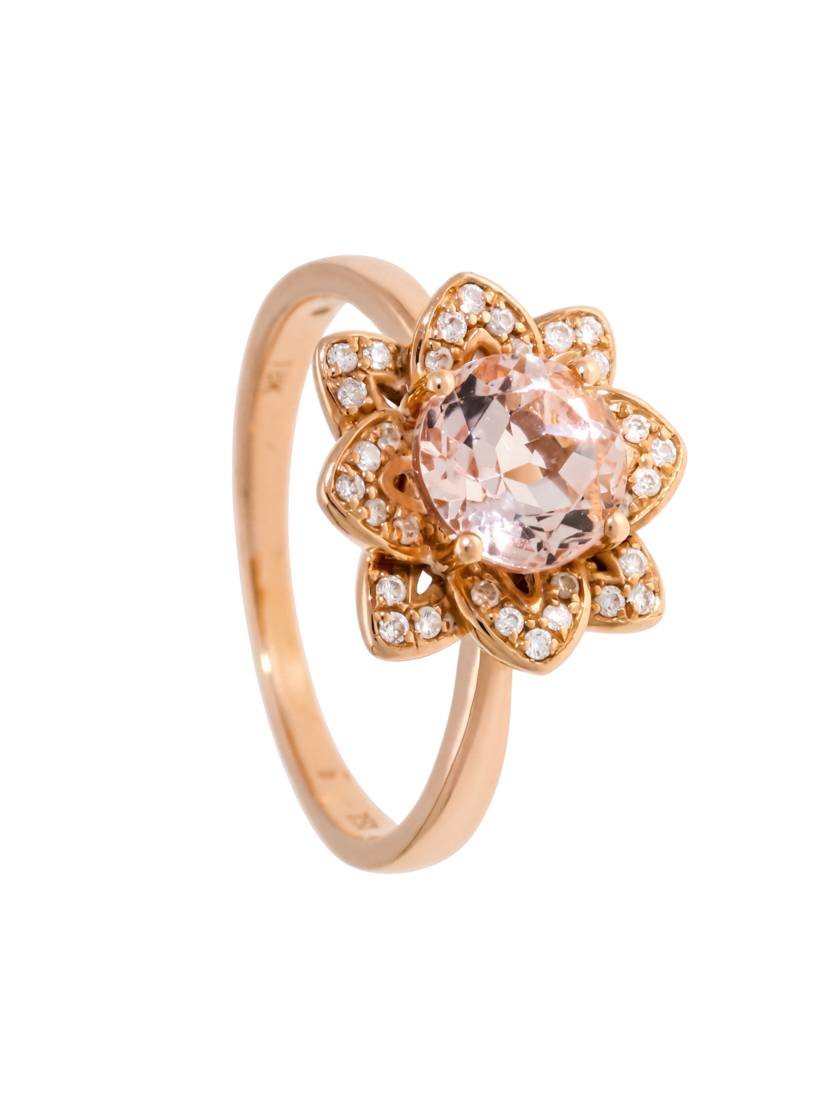 Pre-Owned Morganite & Diamond Cluster Ring in 18ct Rose Gold