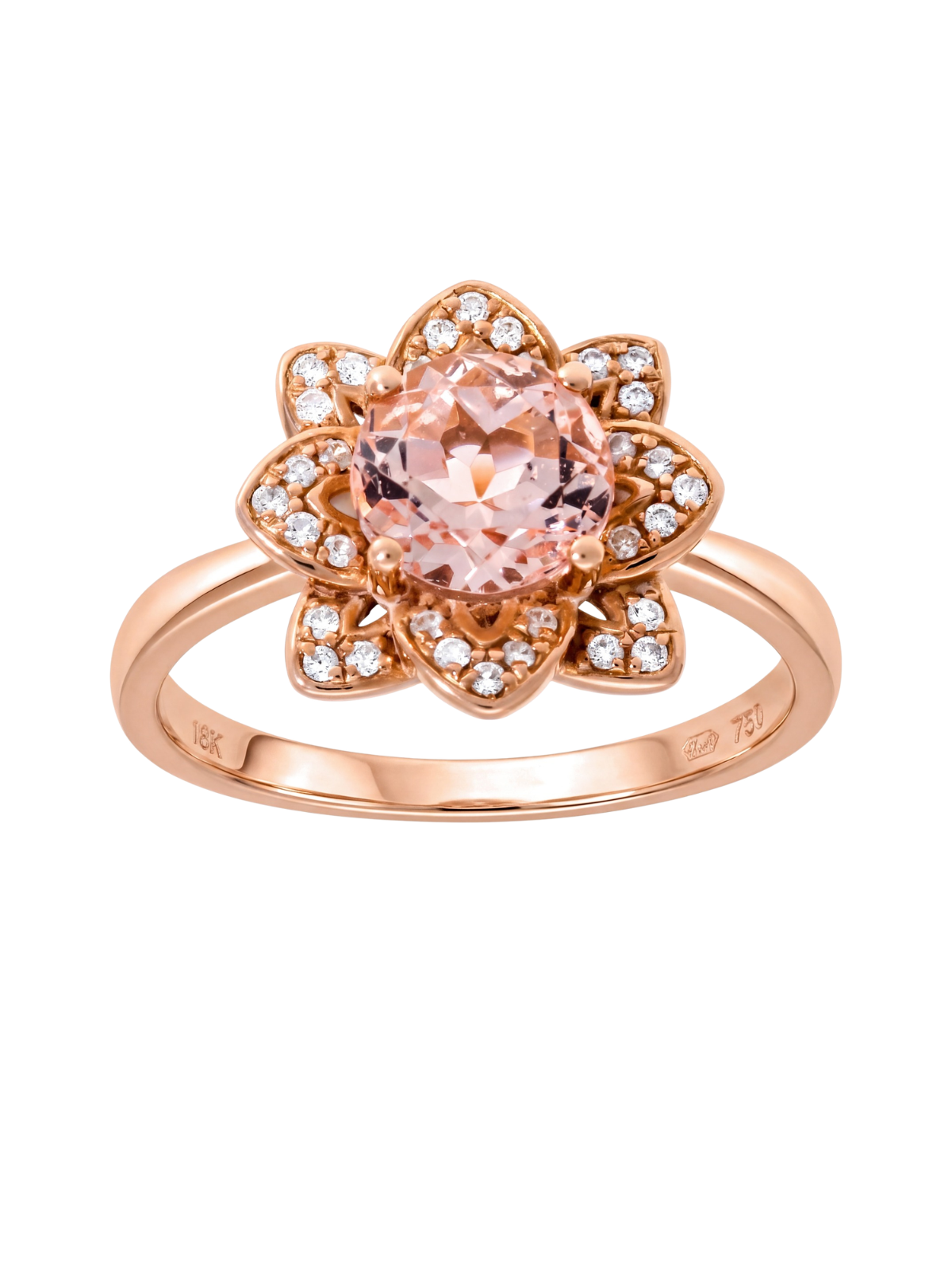 Pre-Owned Morganite & Diamond Cluster Ring in 18ct Rose Gold
