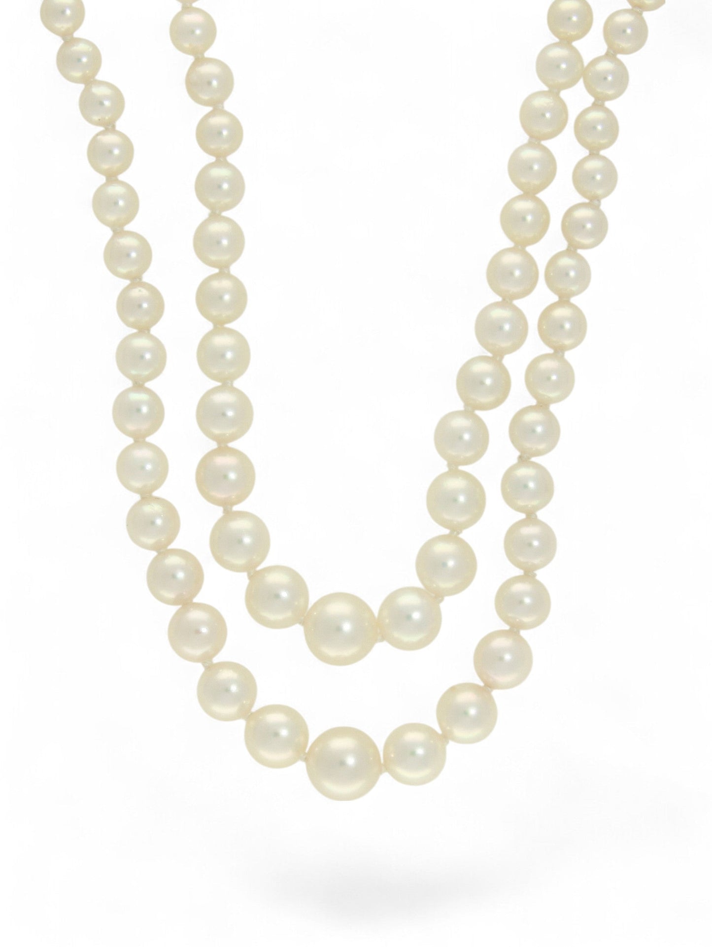 Pre Owned Graduating Pearl Double Strand Necklace with 9ct Yellow Gold Clasp