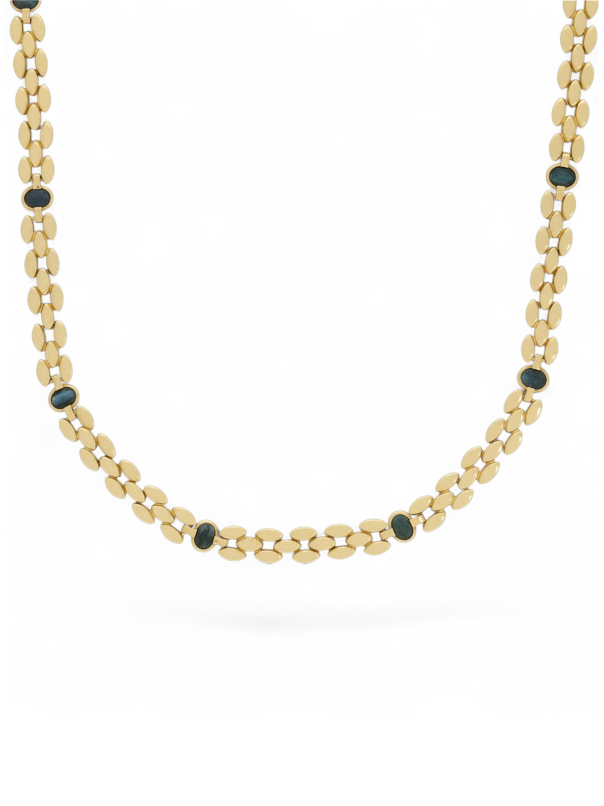 Pre-Owned Sapphire Set Brick Link Necklace in 18ct Yellow Gold