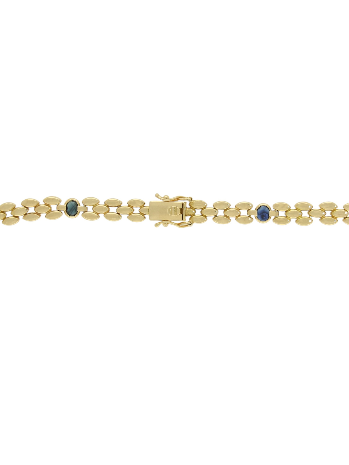 Pre-Owned Sapphire Set Brick Link Necklace in 18ct Yellow Gold