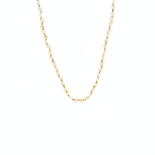 Pre-Owned 16" Single Row of Freshwater Pearls with Gold Beads