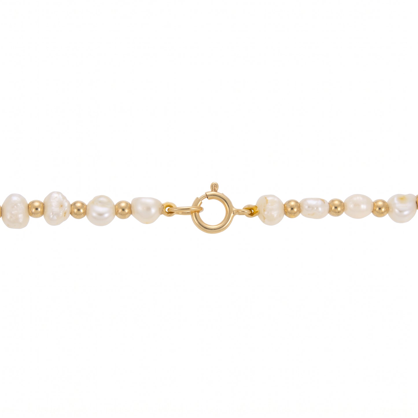Pre-Owned 16" Single Row of Freshwater Pearls with Gold Beads