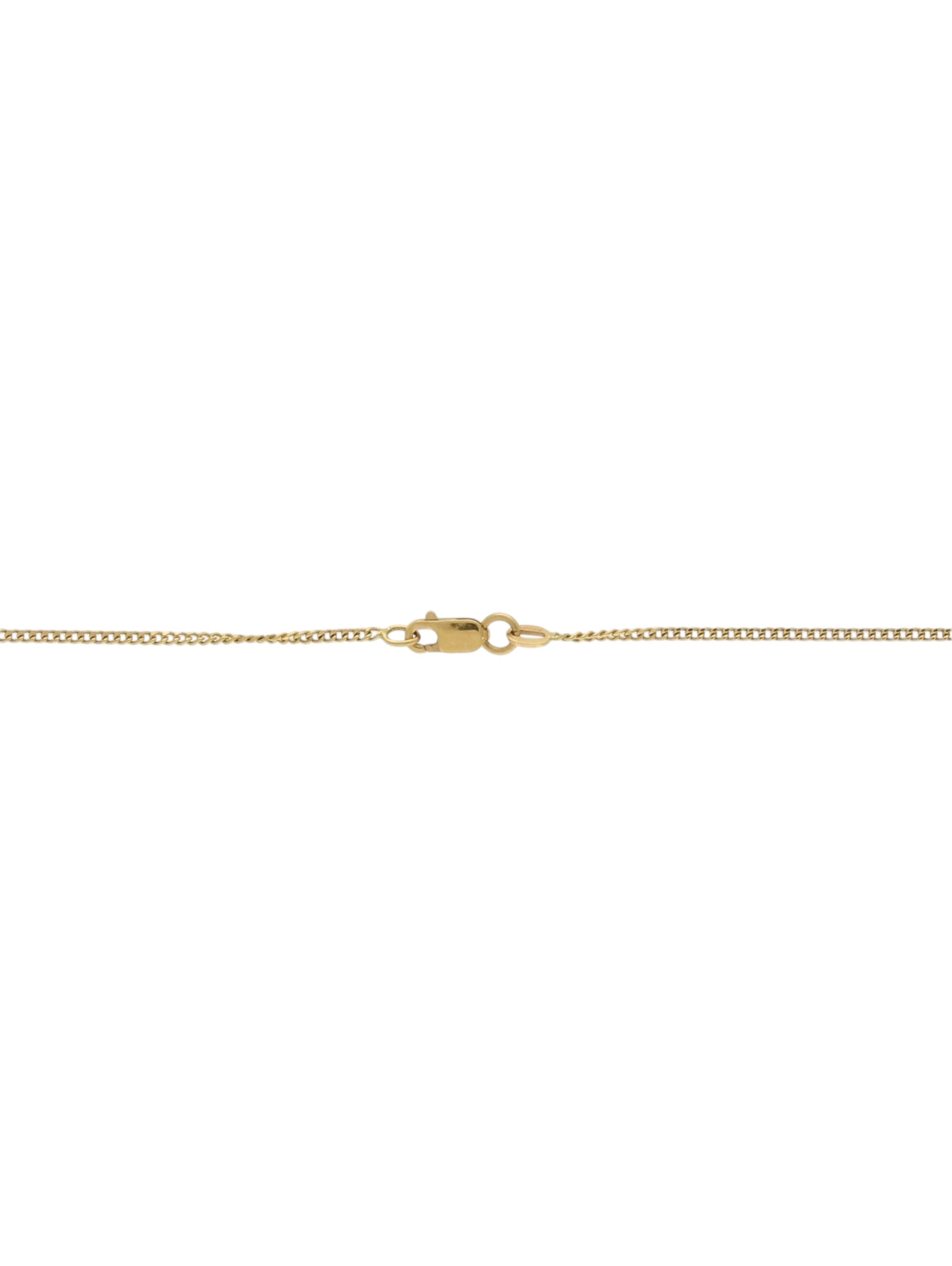 Yellow-gold curb chain with bolt ring clasp on a white background.