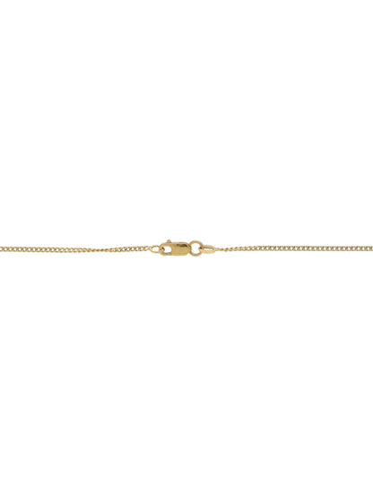 Yellow-gold curb chain with bolt ring clasp on a white background.