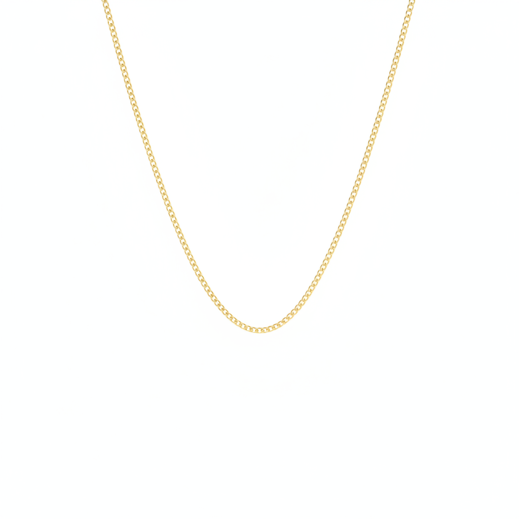 Pre-Owned 18" Filed Close Curb Chain with Bolt Ring Clasp in 18ct Yellow Gold