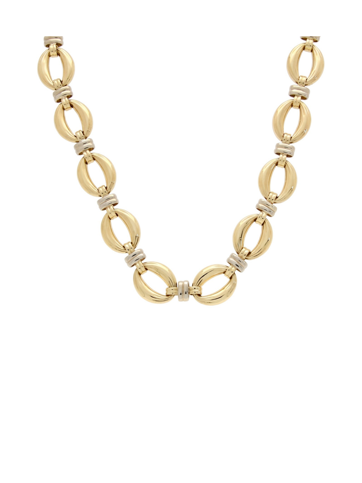 Pre-Owned Oval Link Necklace in 9ct Yellow & White Gold