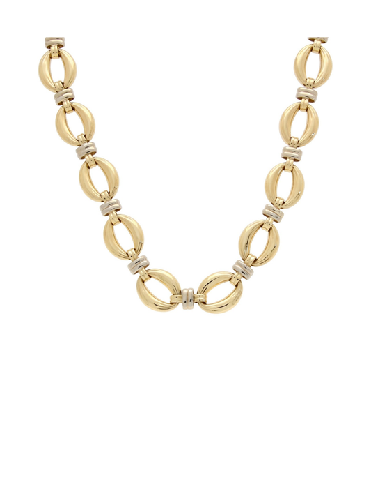 Pre-Owned Oval Link Necklace in 9ct Yellow & White Gold