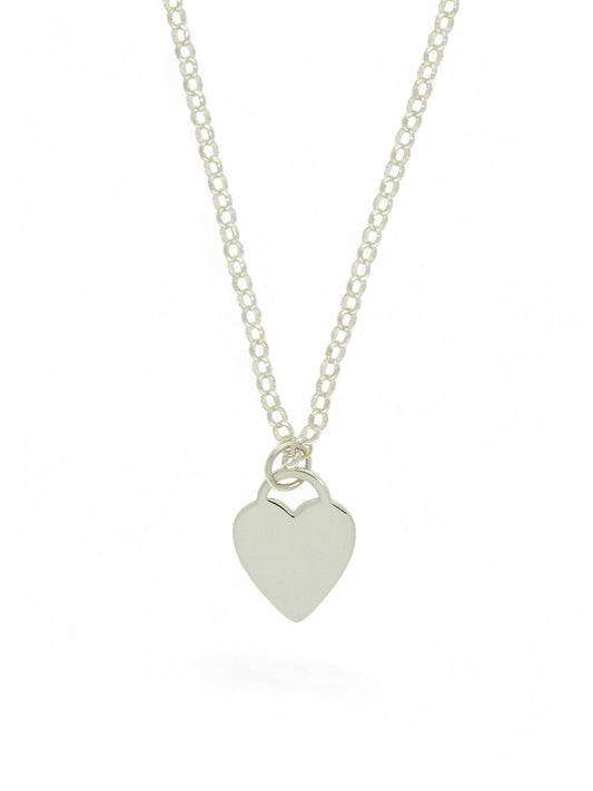 Pre Owned Heart Pendant Necklace on Belcher Chain in Silver