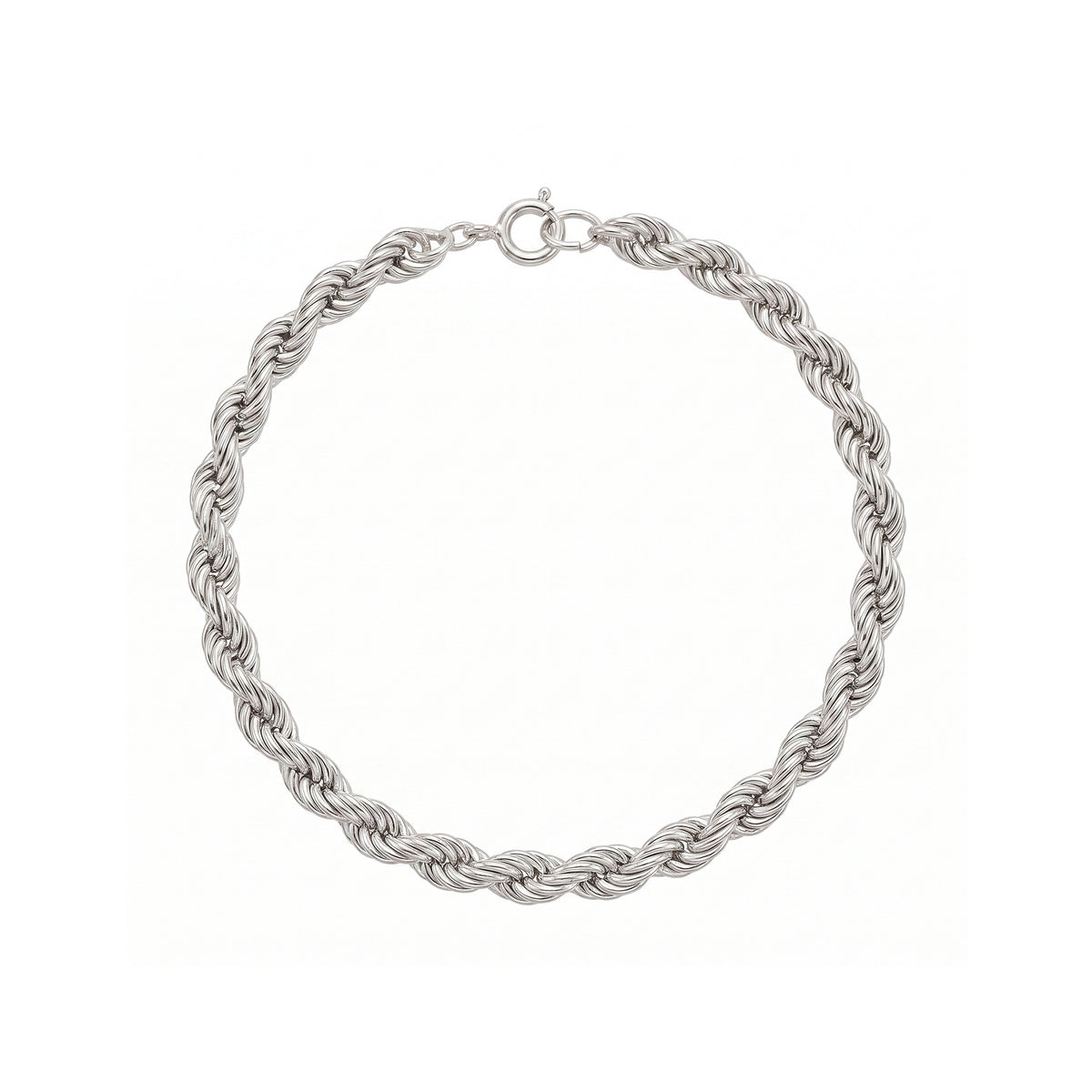 Pre-Owned Silver Rope Bracelet with Bolt Ring Clasp