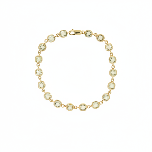 Pre-Owned Lemon Quartz Bracelet with Trigger Clasp in 9ct Yellow Gold
