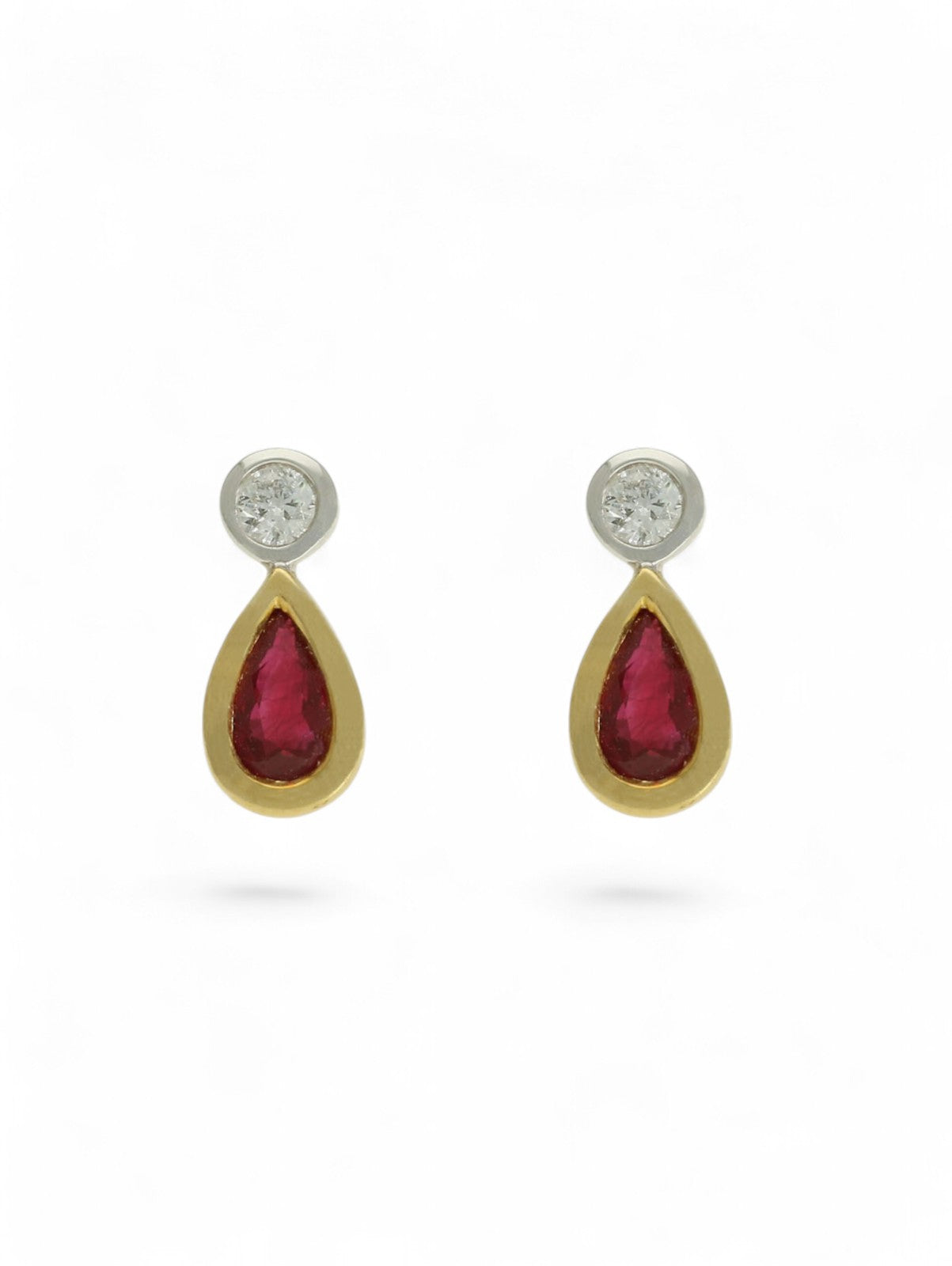 Pre-Owned Ruby & Diamond Earrings in 18ct Yellow & White Gold