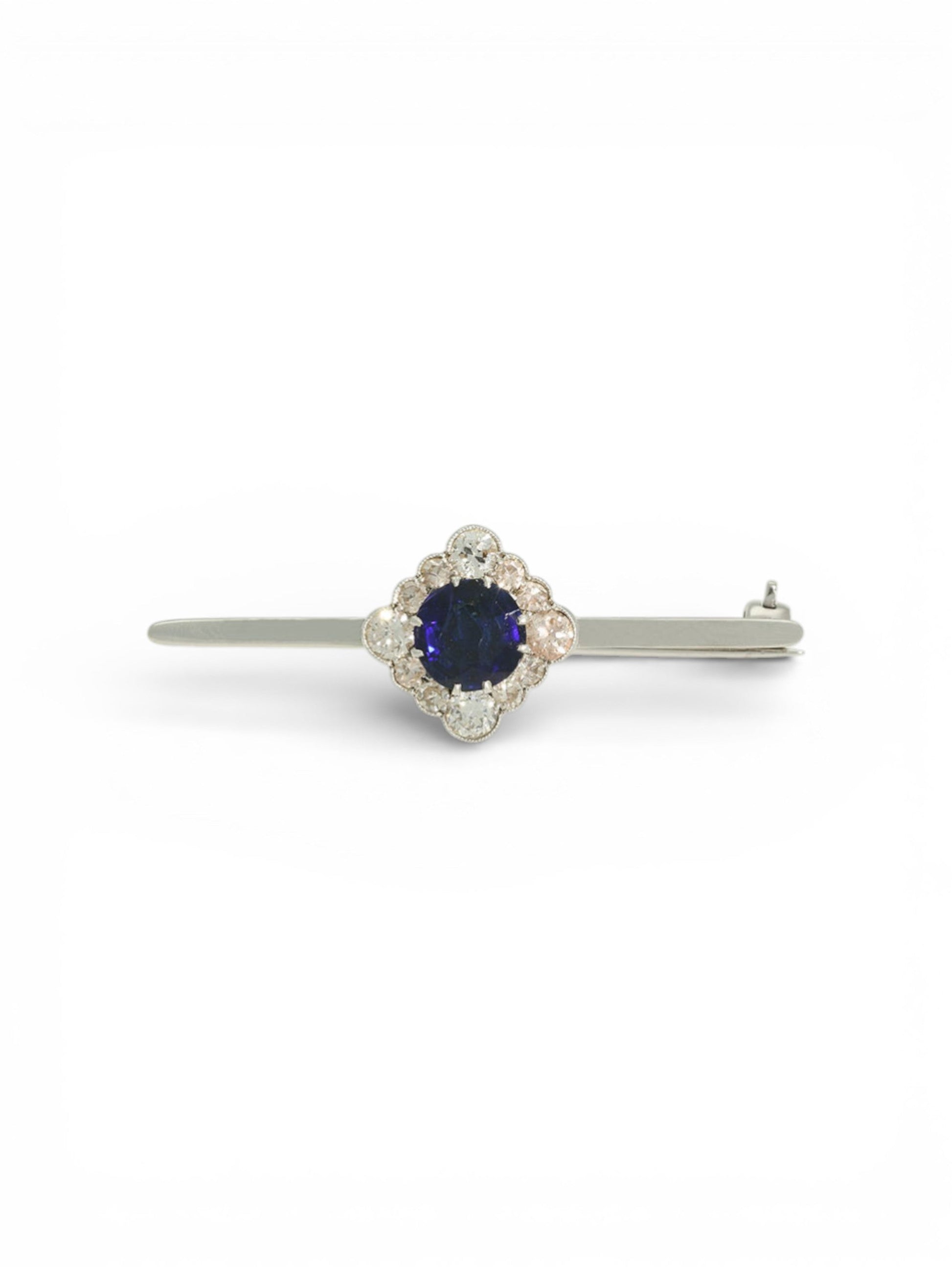 Pre-Owned Sapphire & Diamond Bar Brooch