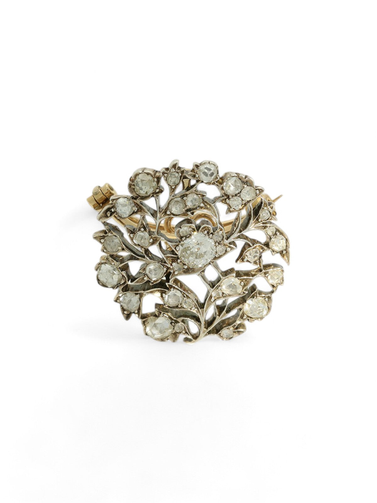 Pre Owned Diamond Late Victorian Brooch in Unmarked 18ct Yellow Gold and Silver