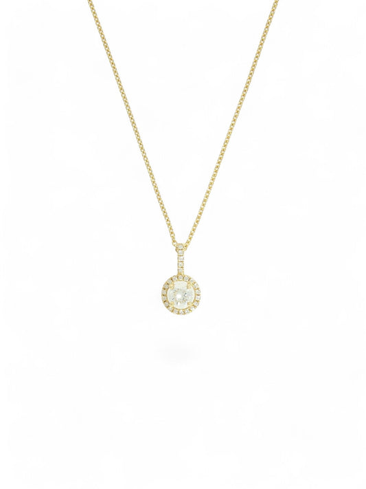 Diamond Solitaire Halo Pendant Certificated 0.60ct in 18ct Yellow Gold