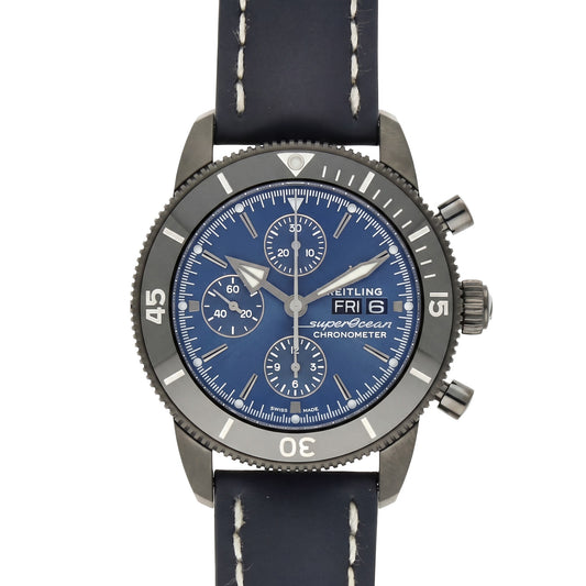 Pre-Owned Breitling Superocean Heritage II 44mm with Blue Leather Strap & Blue Dial