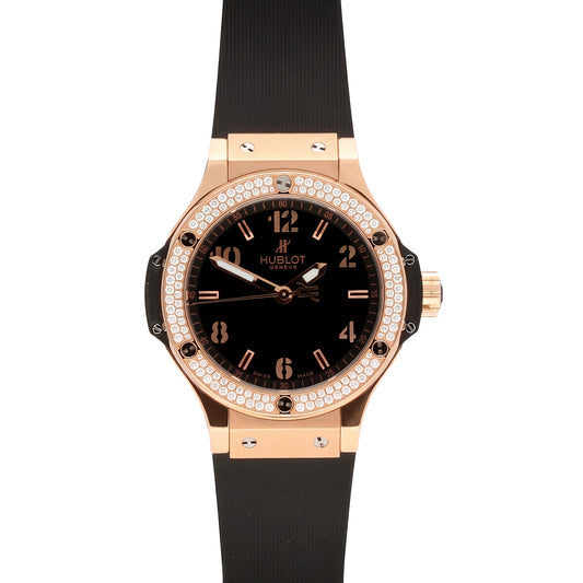 Pre-Owned Hublot Big Bang 38mm with Diamond-set Case, Black Rubber Strap & Black Dial