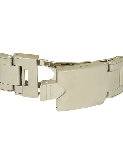 Steel TUDOR bracelet on a white background.