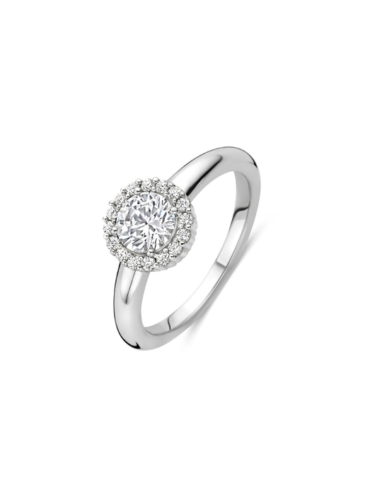Ti Sento Classic Round Zirconia Ring - Size O ½ - 12416ZI