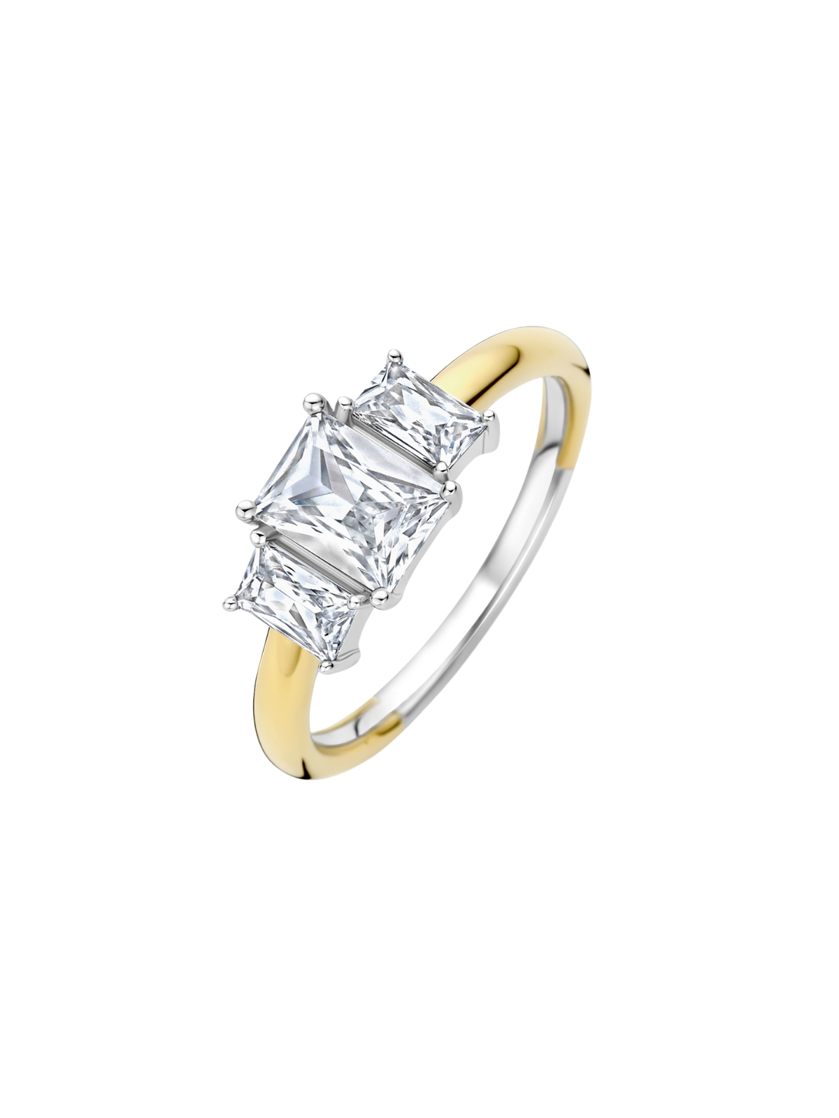 Ti Sento Rectangular Triple Zirconia Ring - Size L - 12419ZY