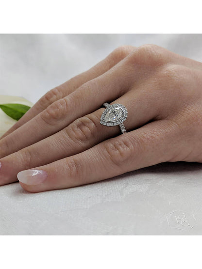 Skye Pear Diamond Cluster Ring in Platinum with Diamond Set Shoulders