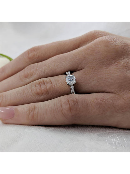 Skye Classic Round 0.50ct Diamond Solitaire Ring in Platinum with Diamond Set Shoulders