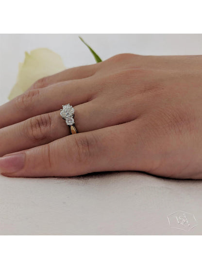 Royal Oval Diamond Three Stone Ring in 18ct Yellow Gold & Platinum