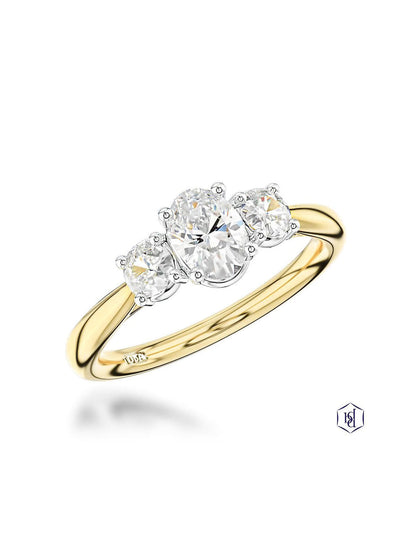 Royal Oval 0.40ct Diamond Three Stone Ring in 18ct Yellow Gold & Platinum