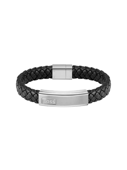 BOSS Lander Black Leather Bracelet 1580178M