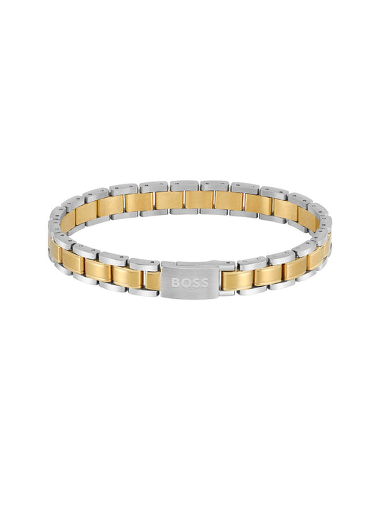 BOSS Metal Link Essentials Bracelet in Stainless Steel & Gold Plating 1580195