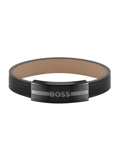 BOSS Luke Black Leather Bracelet 1580490M