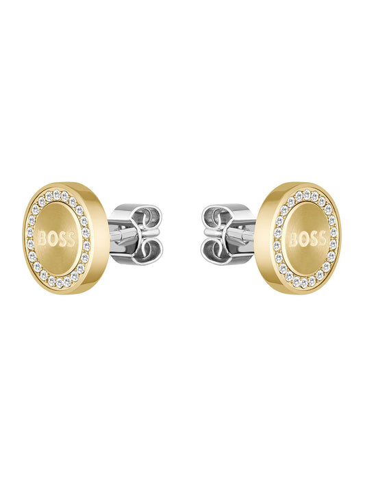BOSS Iona Crystal Stud Earrings in Gold Plating 1580557