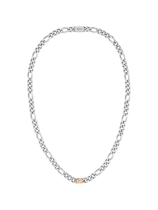 BOSS Rian Figaro Chain Necklace in Stainless Steel & Gold Plating 1580586