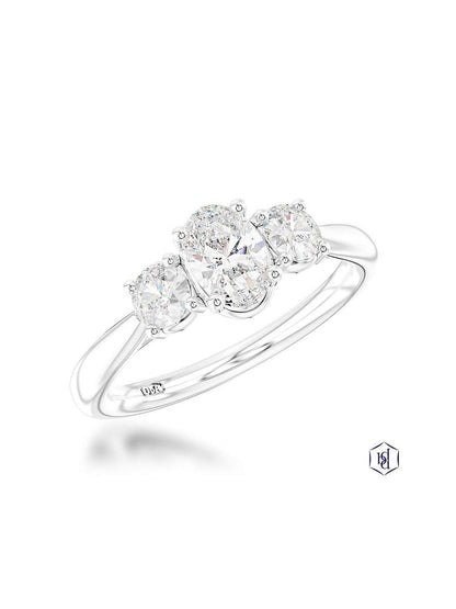 Royal Oval 0.51ct Oval Cut & 0.30ct Round Brilliant Cut Diamond Three Stone Ring in Platinum