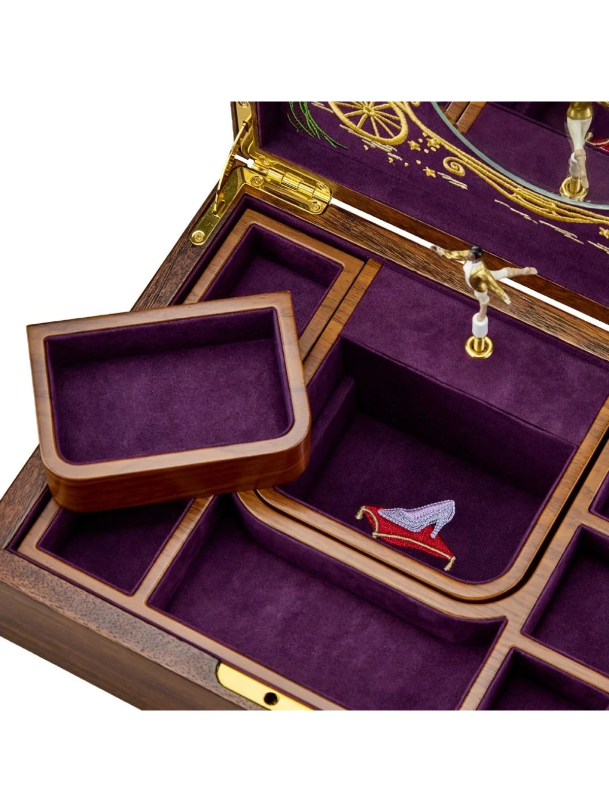 WOLF Ballet Musical Jewellery Box - Cinderella Walnut Wood